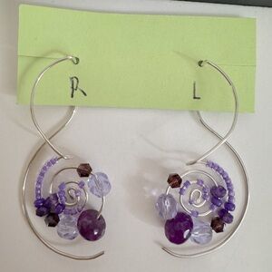 Figure 8 Drop Purple Beaded Earrings - Lyndon and Virginia Hand Made